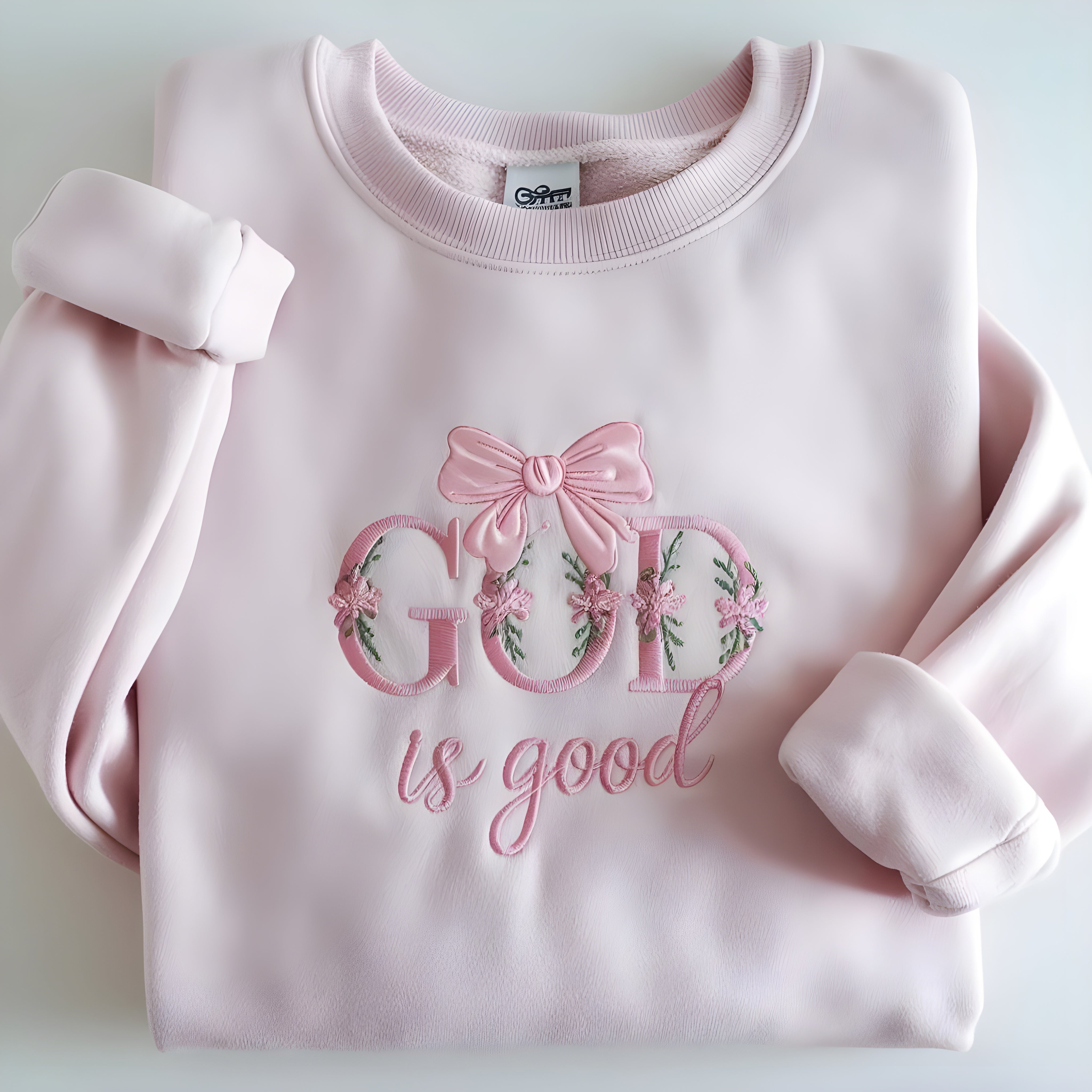 God Is Good Embroidered Sweatshirt, Christian Faith Sweater, Religious Gift Crewneck, Bible Verse Shirt, Inspirational Embroidered Apparel